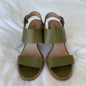 MADEWELL Sample Sale Olive Green Heeled Leather Sandals
